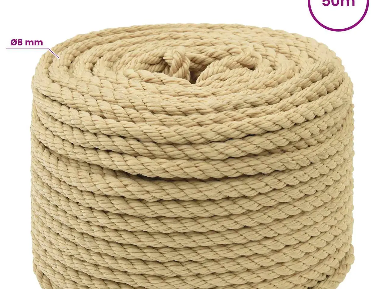 Billede 5 - PP-reb 8 mm 50 m - naturfarvet