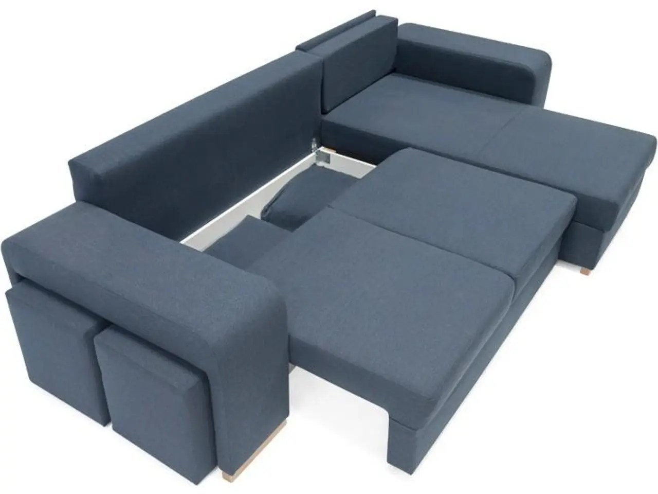 Billede 5 - Vendbar sovesofa Mark med 2 puffer - Blå Inari 80