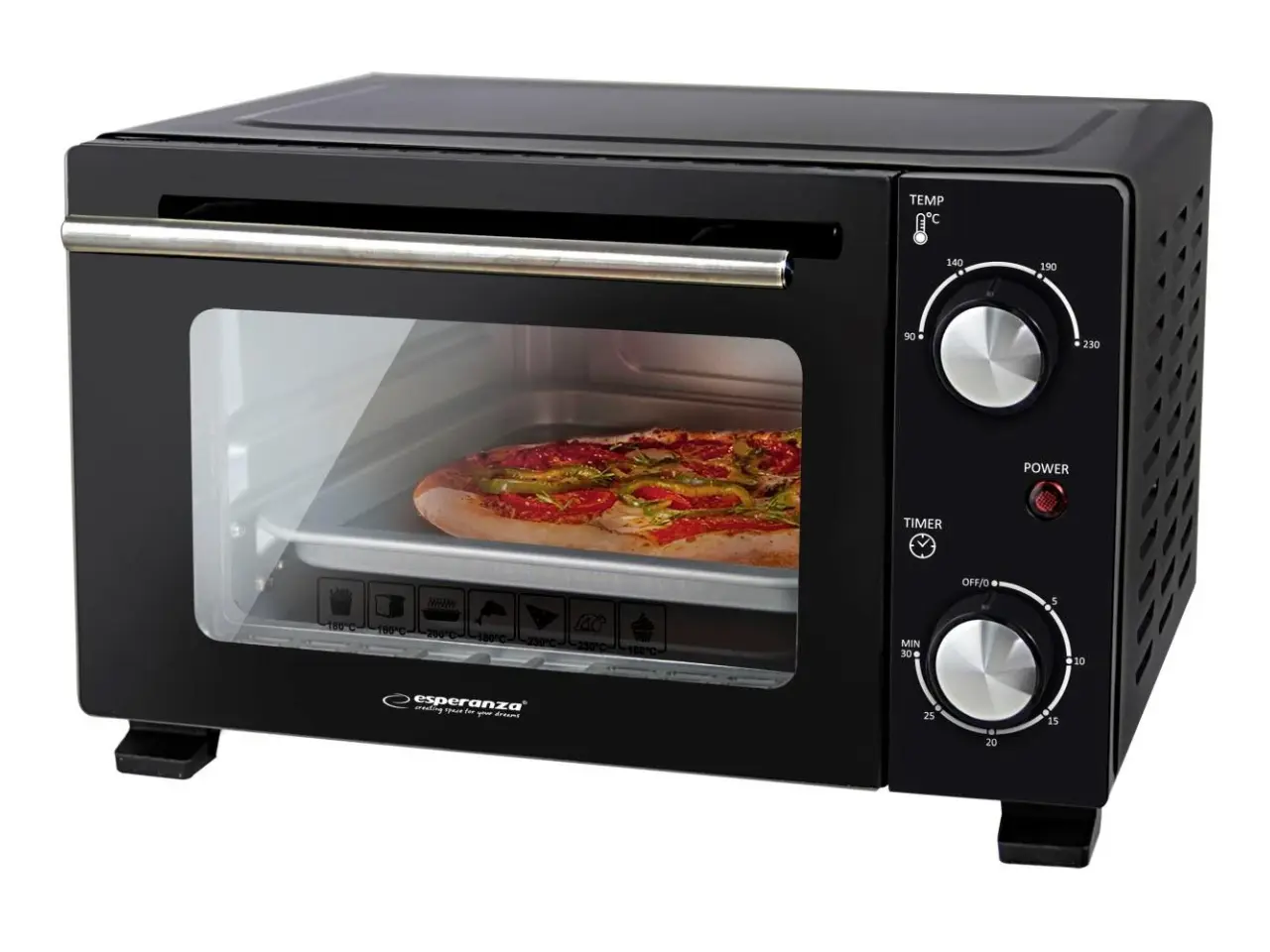 Billede 2 - Miniovn Esperanza 10 l - 800 W, sort