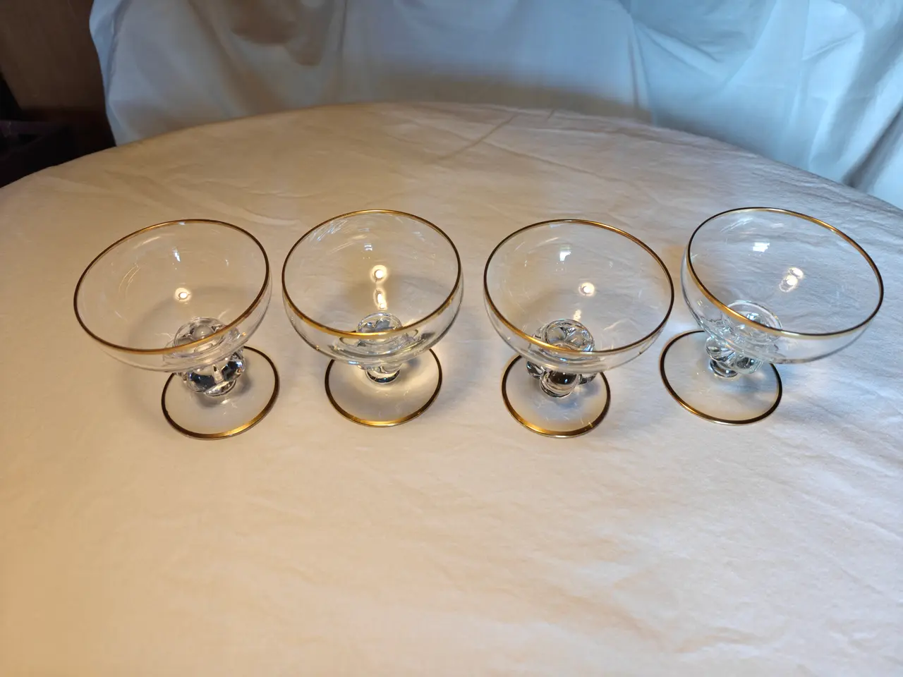 Billede 3 - 4 Gisselfeld champagneskåle med guldkant