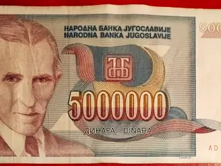 JUGOSLAVIEN YUGOSLAVIA 5000000 DINARA 1993 Tesla