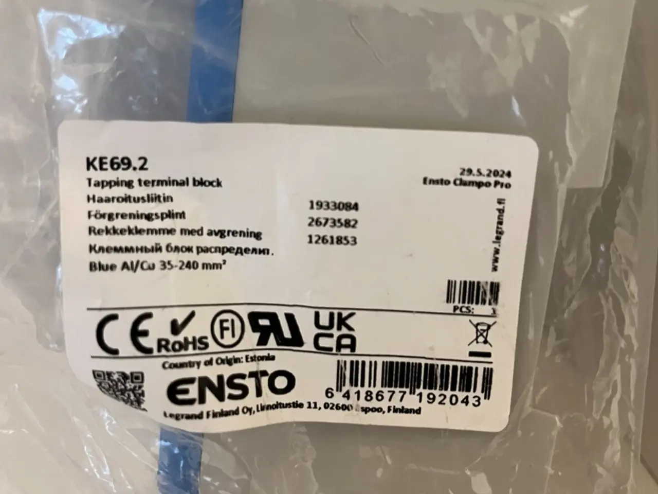 Billede 1 - Ensto KE69.2 Tapping Terminal Block - ny