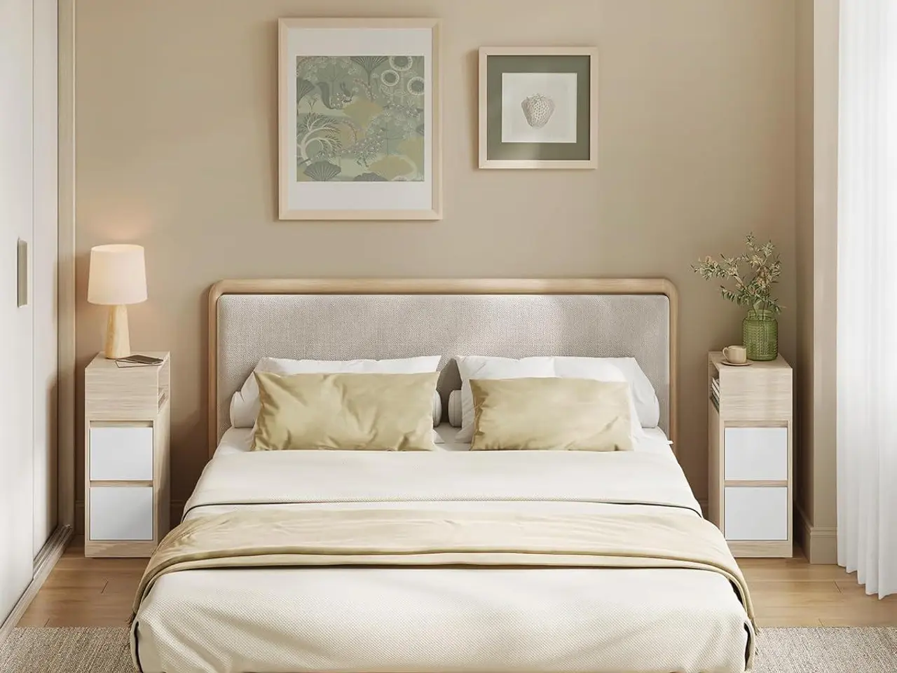Billede 2 - Smalle sengeborde KAILYN - 2 stk. - naturbeige/Cloud White