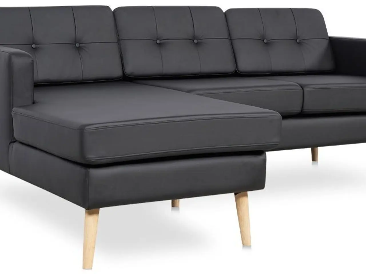 Billede 2 - Novelty chaiselongsofa venstrevendt - sort tekstillæder