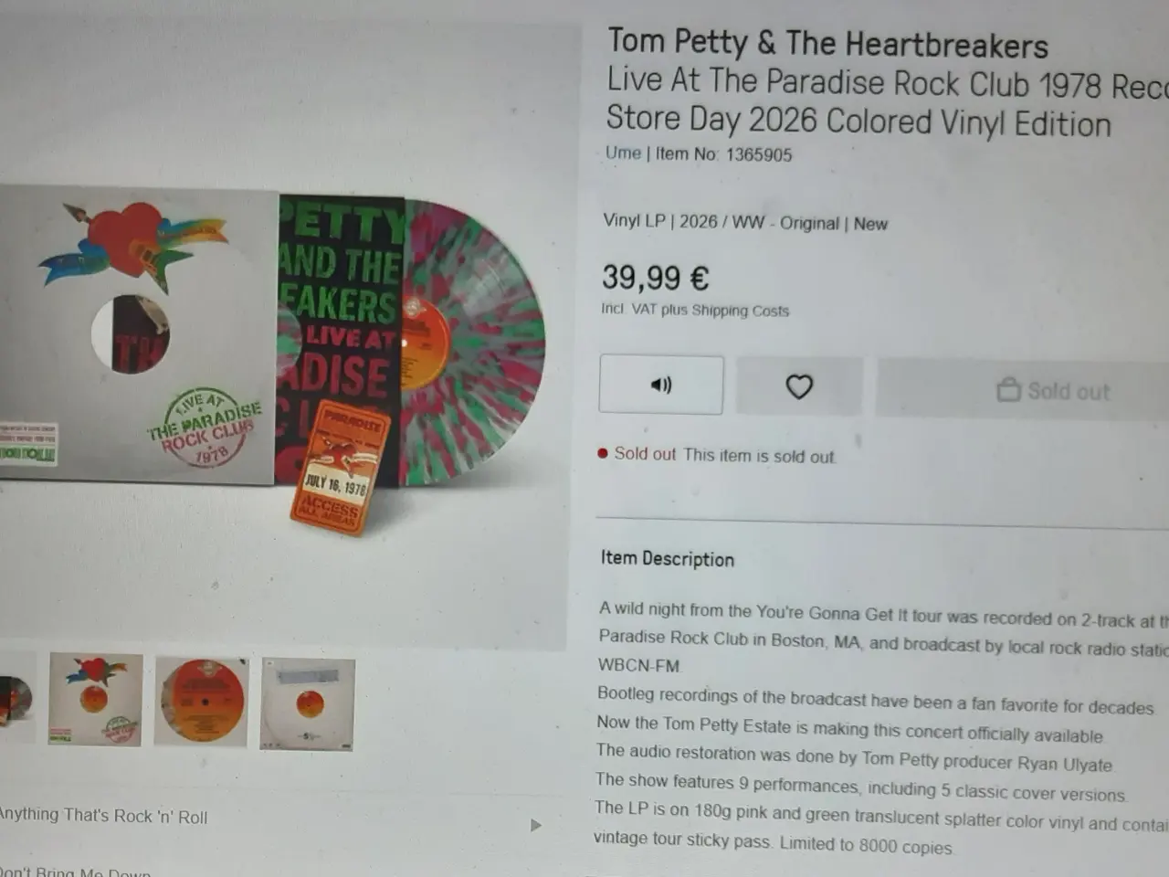 Billede 4 - Tom Petty ... live at the Paradise Rock Club 1978