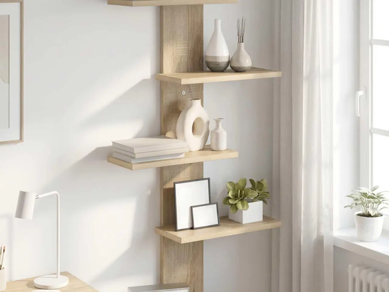 Billede 1 - Væghængt flydende hylde i sonoma-eg 48,5 x 15 x 101 cm