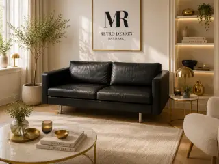 2 1/2 Pers.Sofa i sort semianilin læder.
