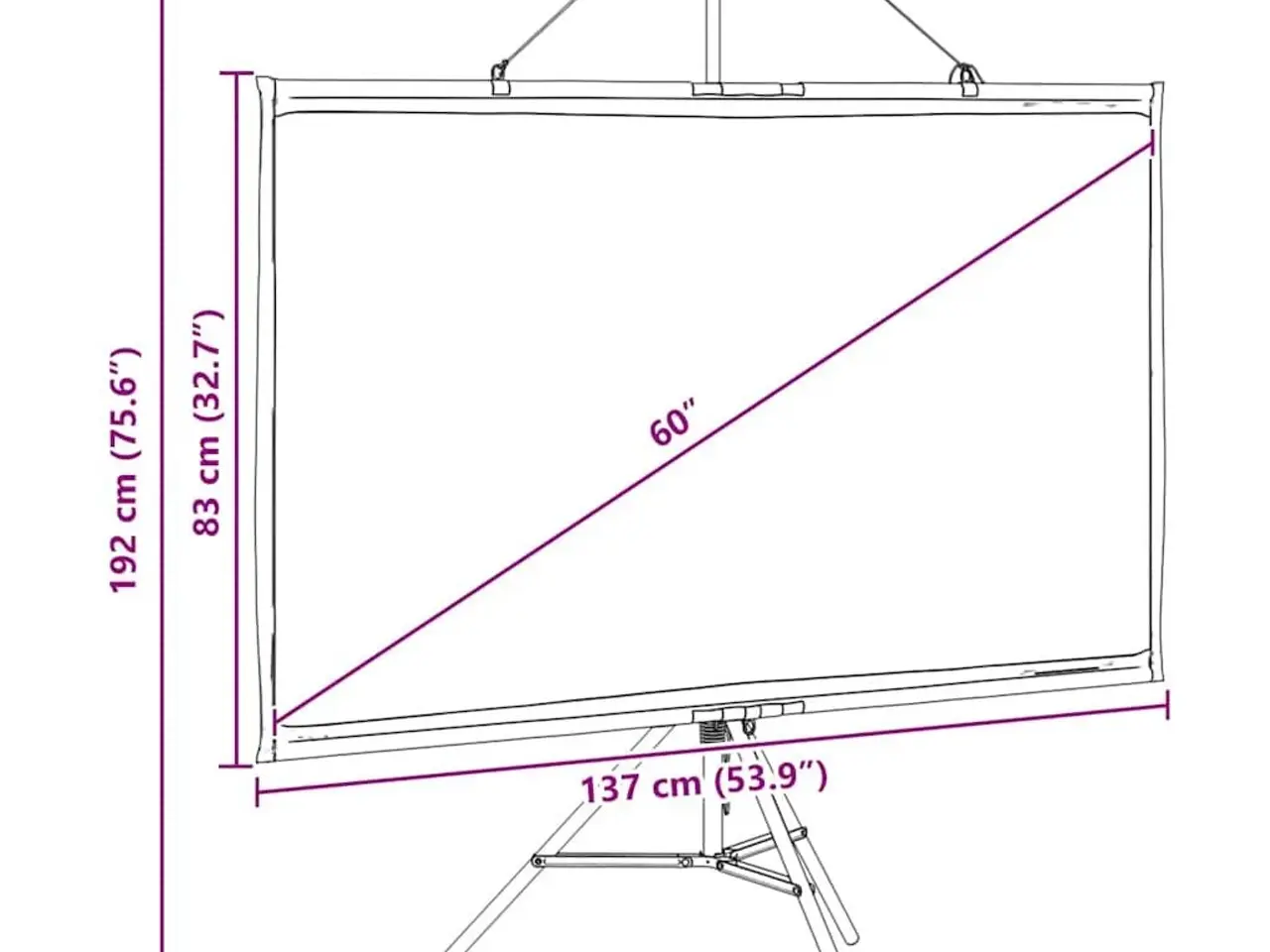 Billede 12 - Projektionslærred med stativ 60" 16:9 - mat hvid, polyester