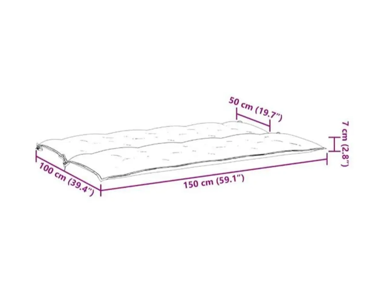 Billede 9 - Hynde til havebænk 150x(50+50)x7 cm oxfordstof antracitgrå