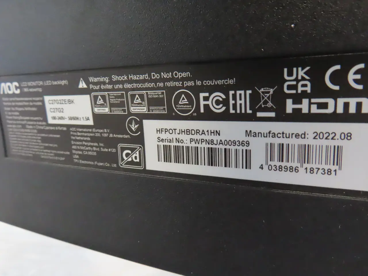 Billede 3 - Computerskærm Curved AOC 27"
