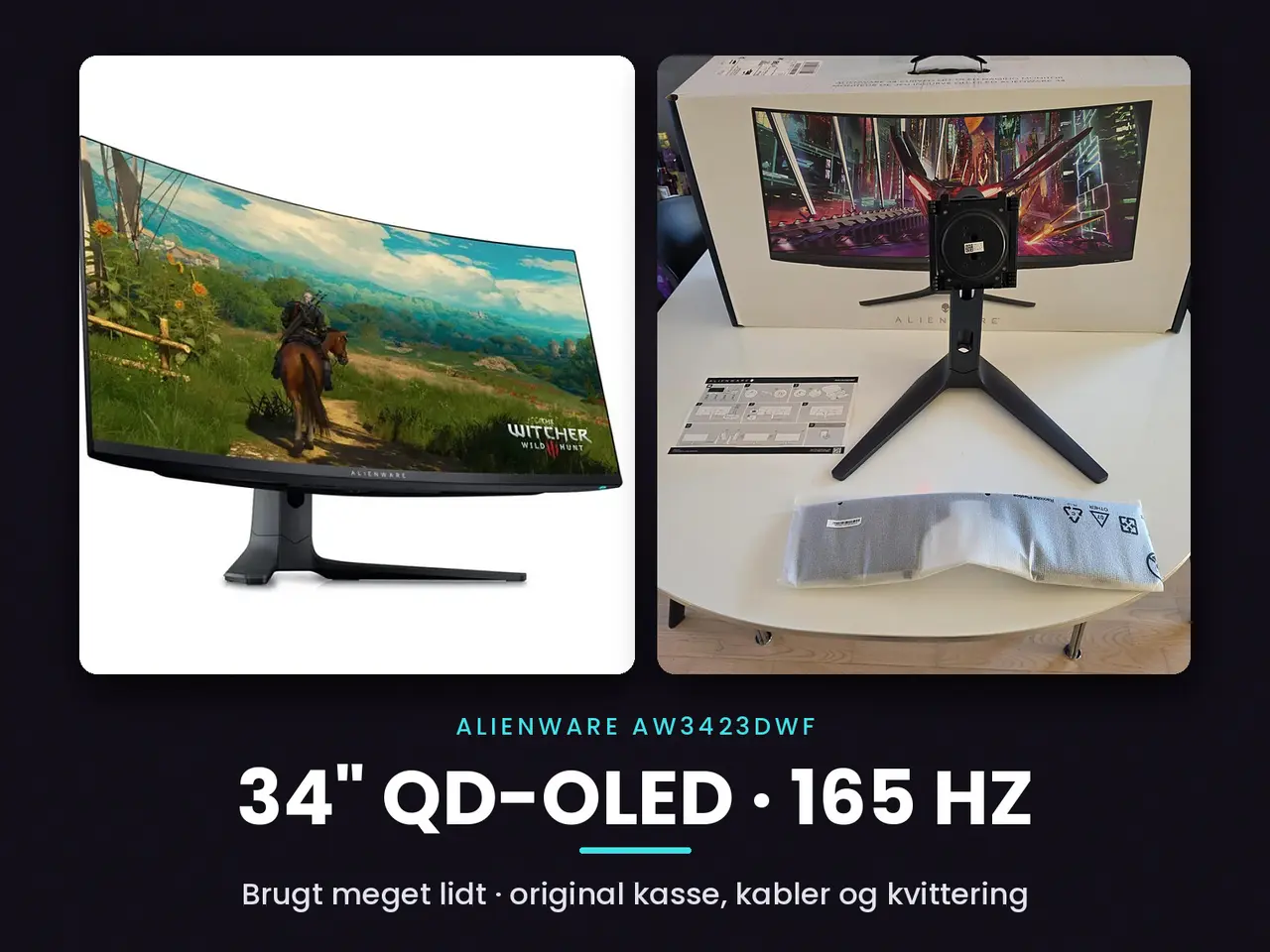 Billede 1 - Alienware AW3423DWF 34" QD-OLED 165 Hz – med kasse