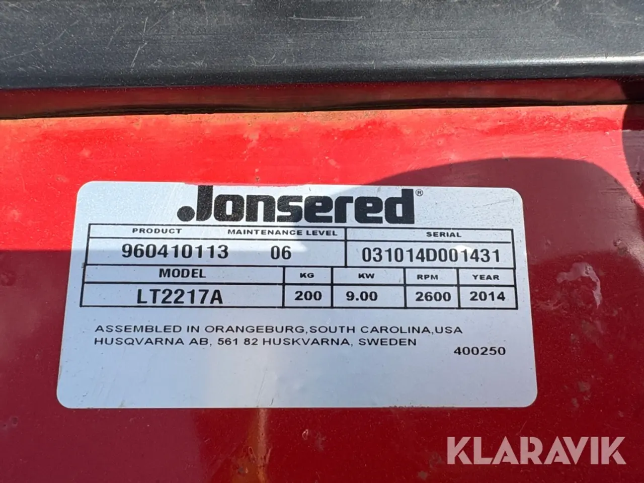 Billede 5 - Græsslåmaskine Jonsered LT2217A