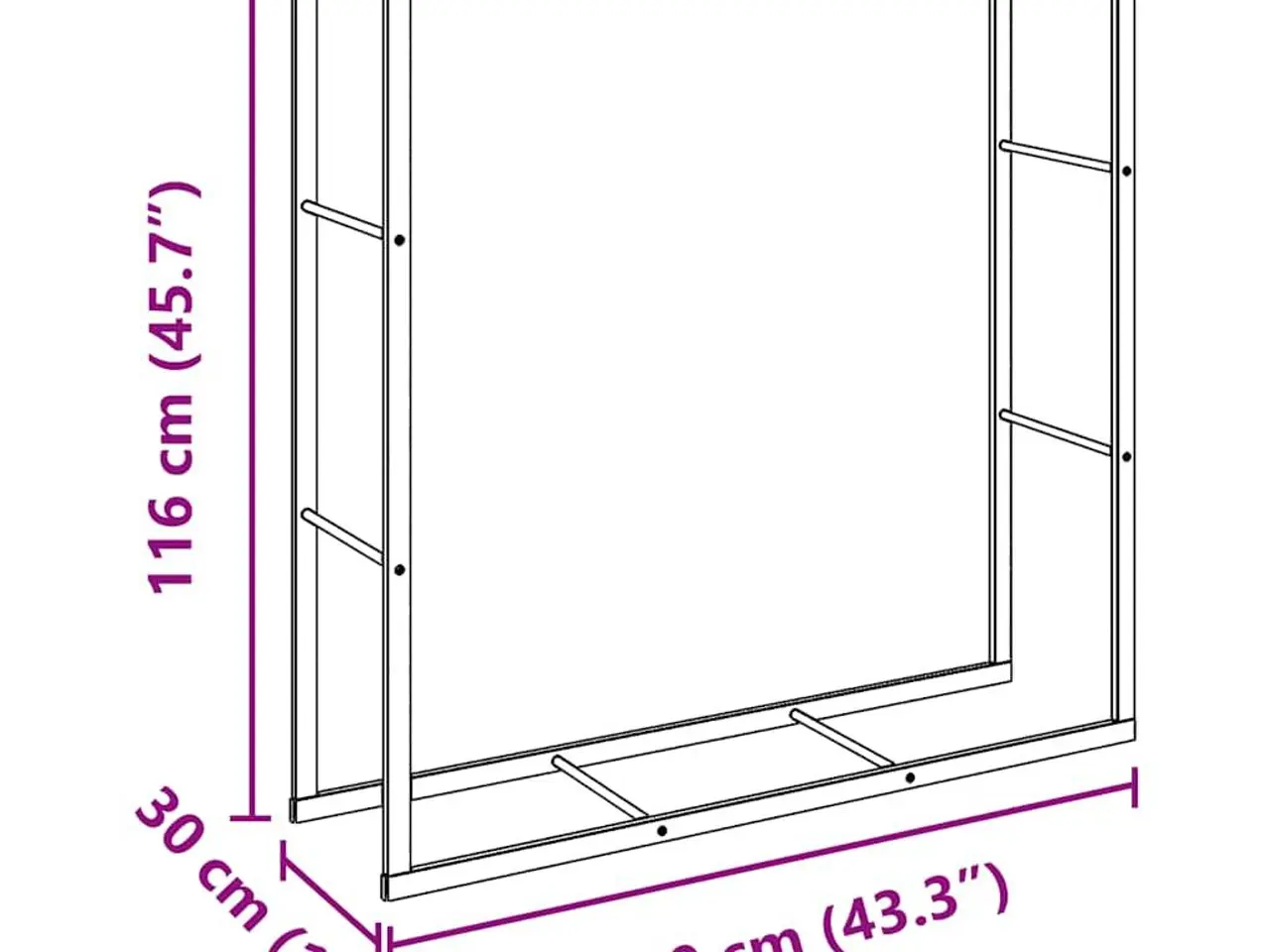 Billede 8 - Brændestativ i stål 110 x 30 x 116 cm - sort