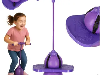 Pogo hoppebold med balancebræt til børn - lilla
