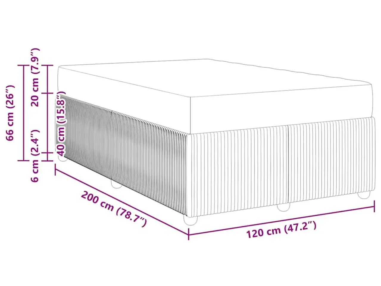 Billede 10 - Sengestel med madras Sort 120 x 200 cm Stof