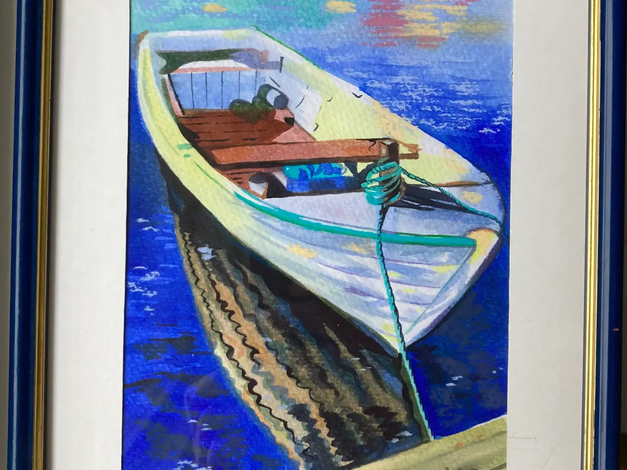 Billede 1 - Alena wils, gouache, jolle i havnen
