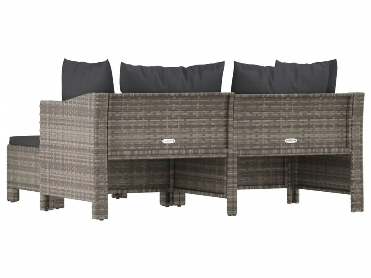 Billede 6 - Loungesæt til haven 3 dele med hynder polyrattan grå