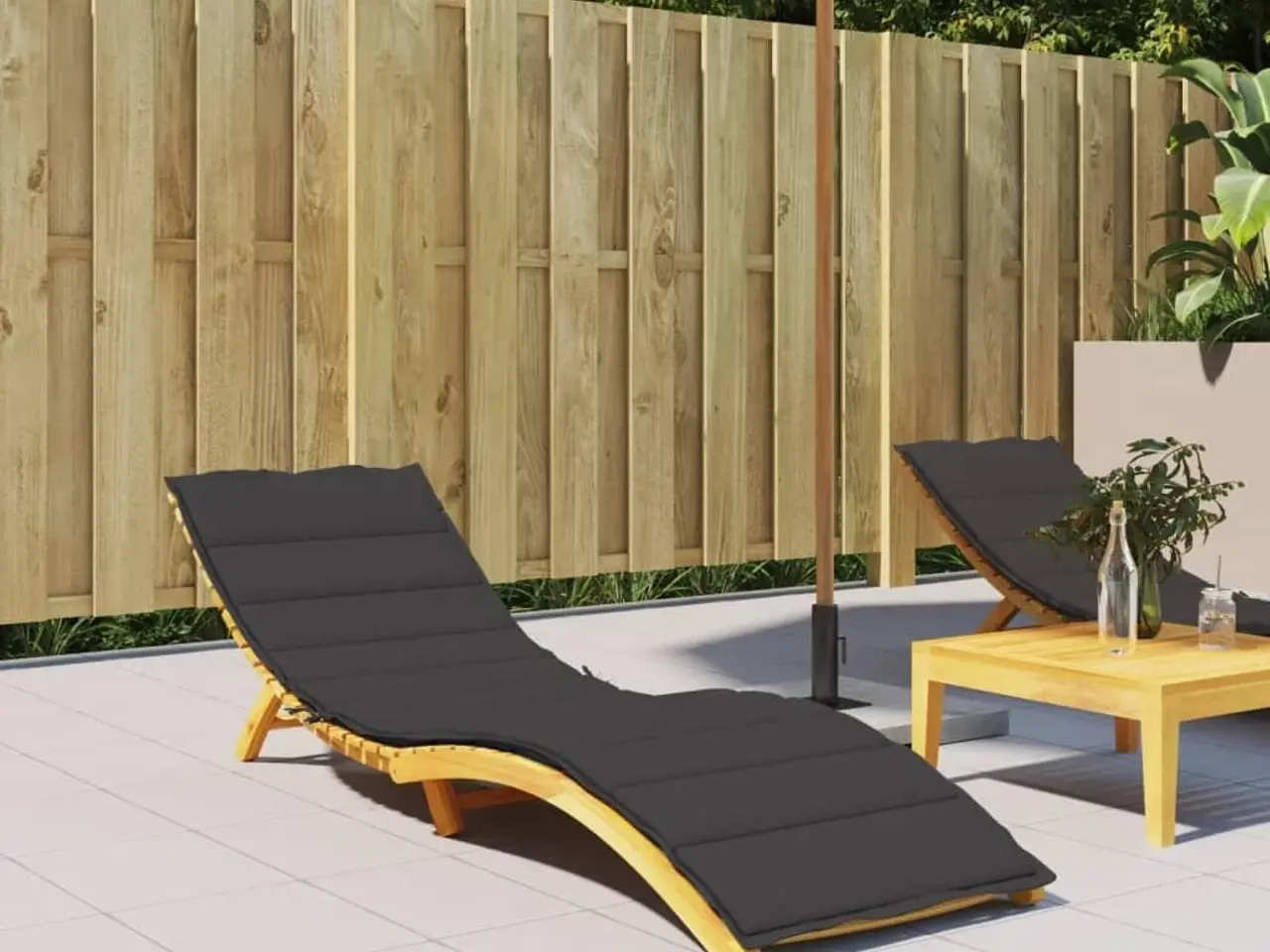 Billede 1 - Hynde til liggestol 200 × 60 × 3 cm i oxfordstof - sort