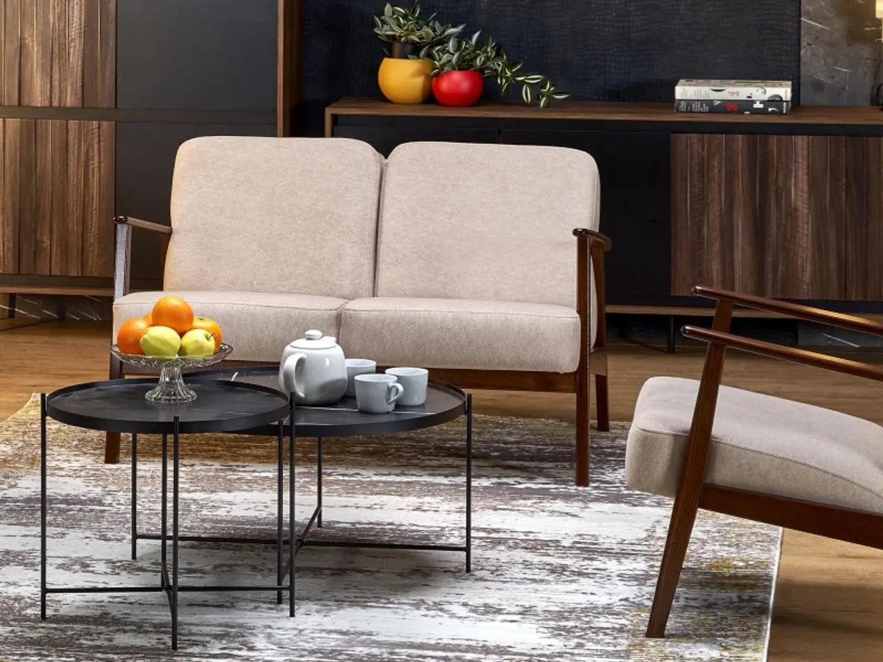 Billede 3 - MILANO 2S sofa, Beige CASTEL#15 / mørk Valnød