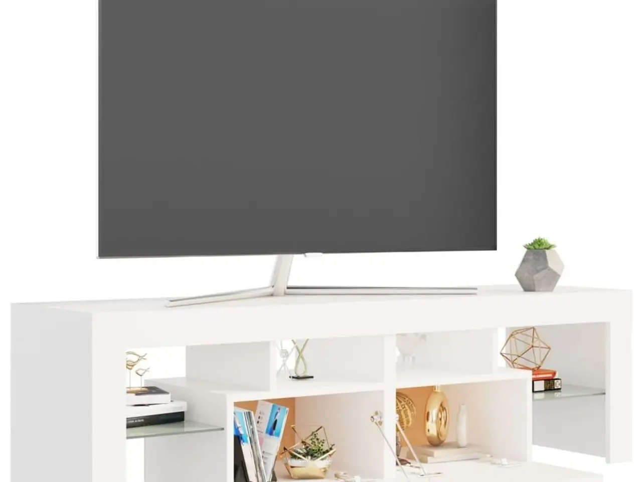 Billede 6 - Tv-bord med LED-lys - 140 × 36,5 × 40 cm, hvid