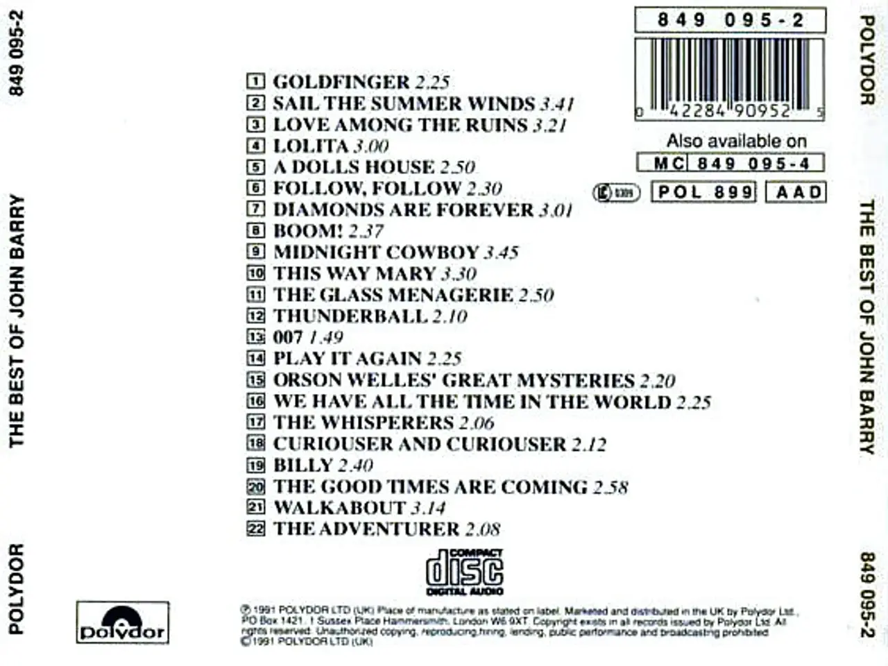 Billede 2 - John Barry – The Best Of John Barry – CD
