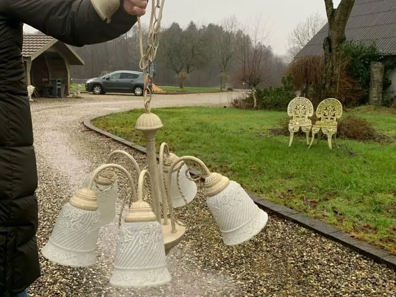 Billede 2 - Loftslampe m/5 glaskupler