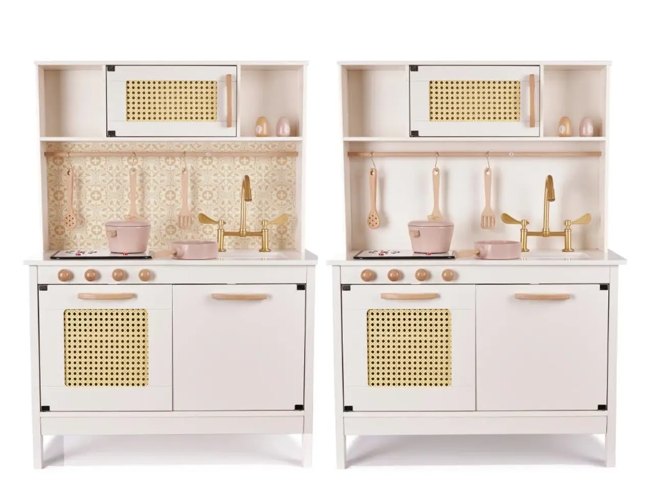 Billede 18 - Legekøkken i træ med retro look og boho tilbehør - MDF, lys og lyd
