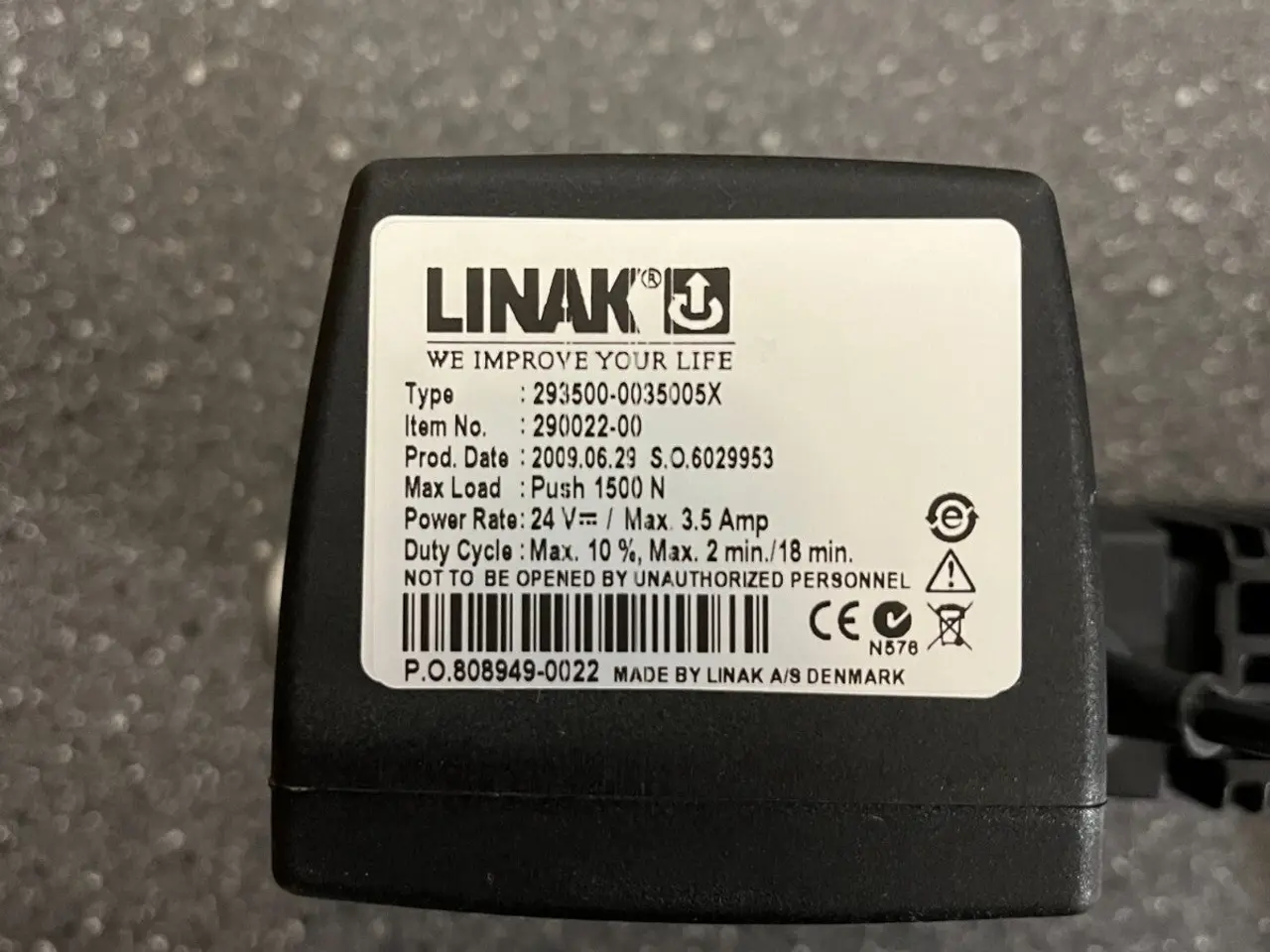 Billede 7 - LINAK Electric Actuator 293500-0035005X 1500N Push