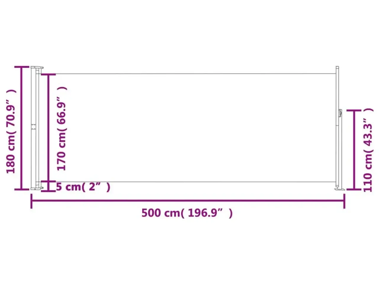 Billede 7 - Sammenrullelig sidemarkise til terrassen 180x500 cm sort
