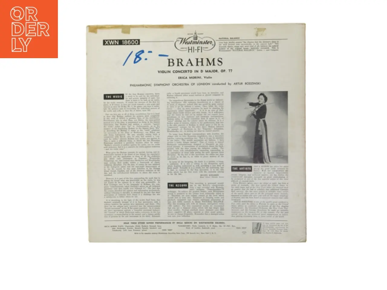 Billede 2 - Erica Morini Brahms Violin Concerto LP fra Westminster
