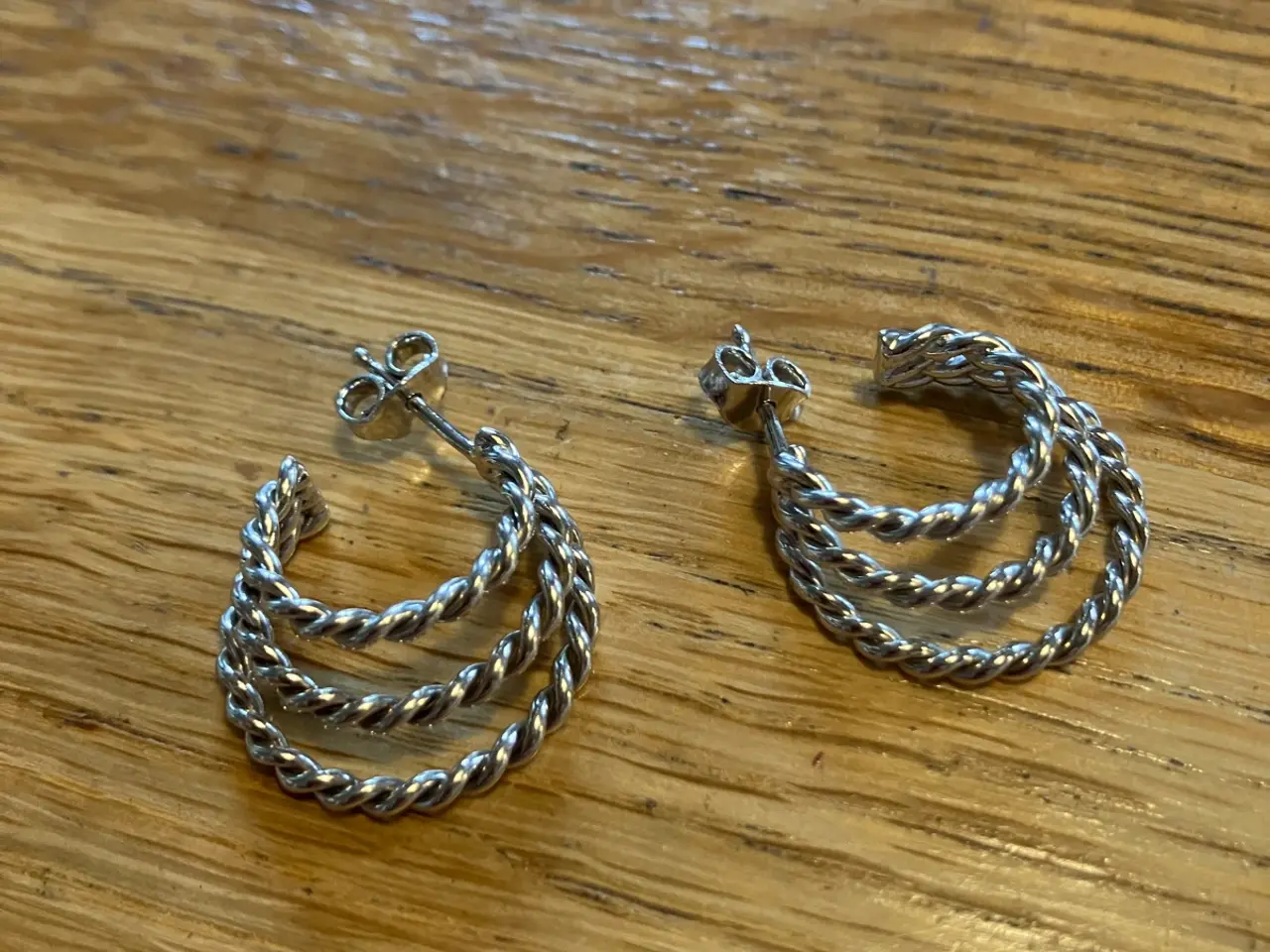 Billede 7 - Triple hoops sølv øreringe