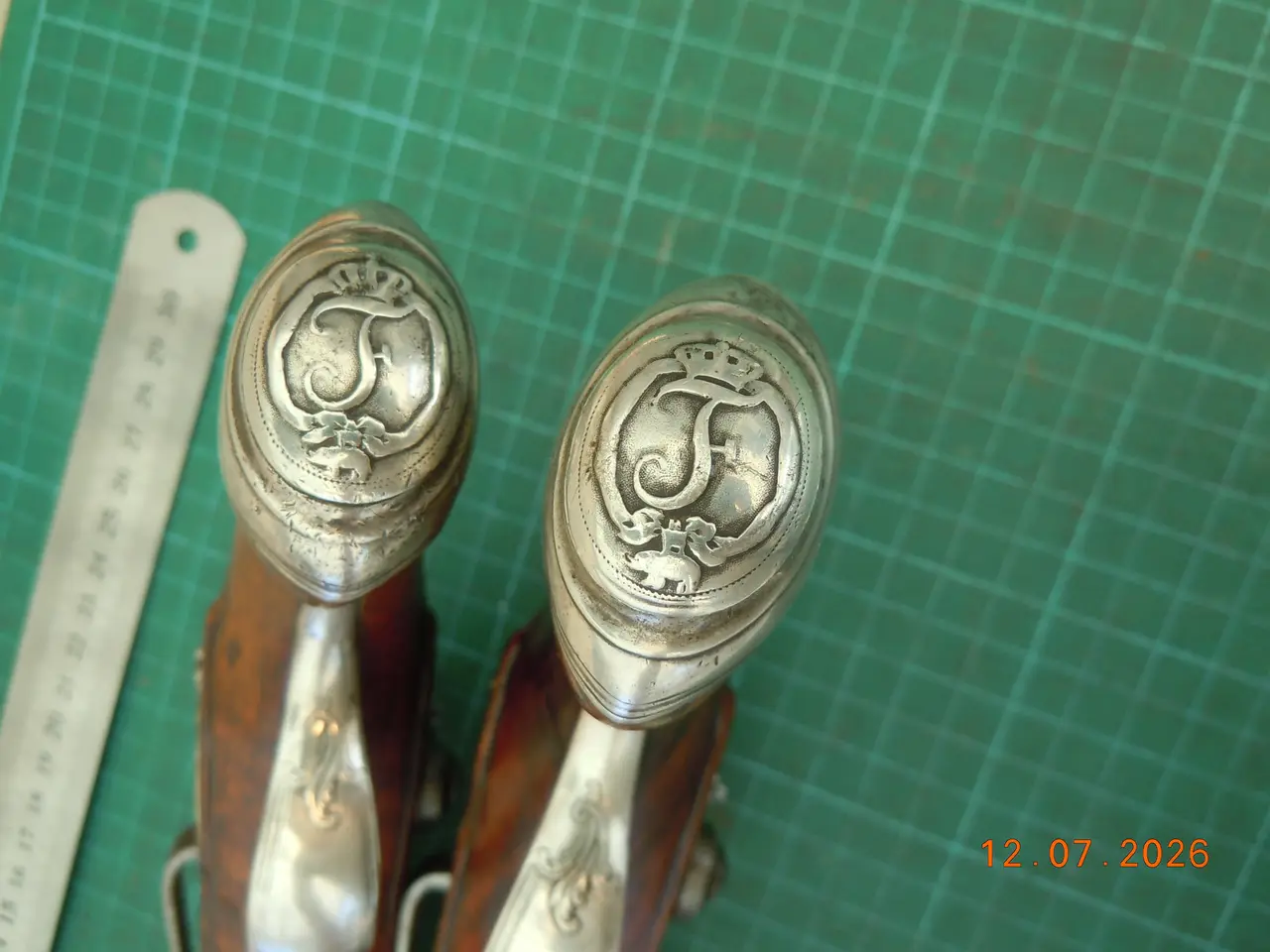 Billede 8 - Pistolsæt 1785 Danske med sølvbeslag.