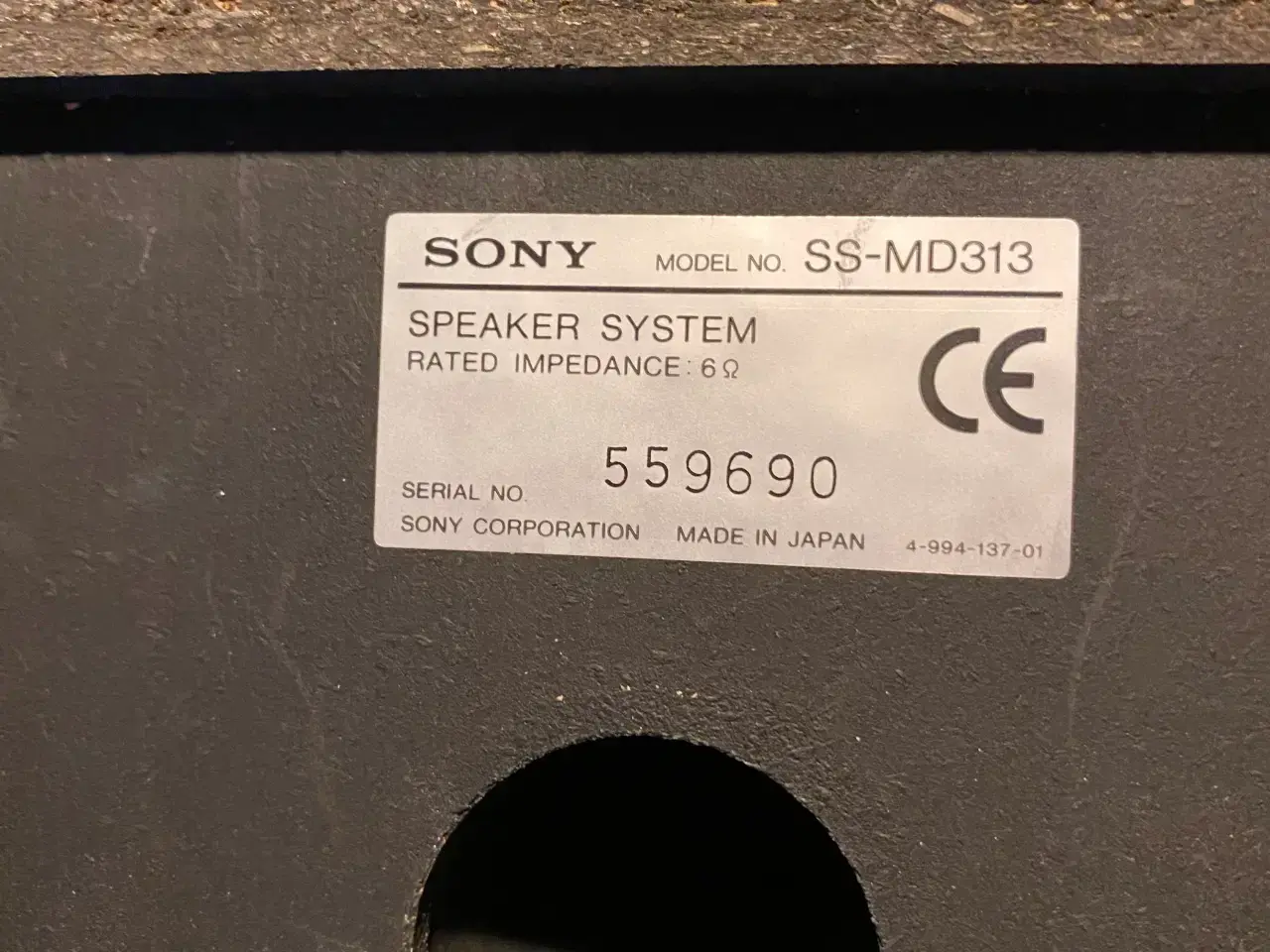 Billede 1 -  SONY Højttalere til SONY musikanlæg model SS-MD31