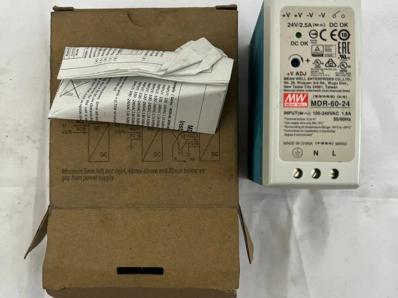 Billede 2 - Mean Well MDR-60-24 DIN Rail strømforsyning 24V