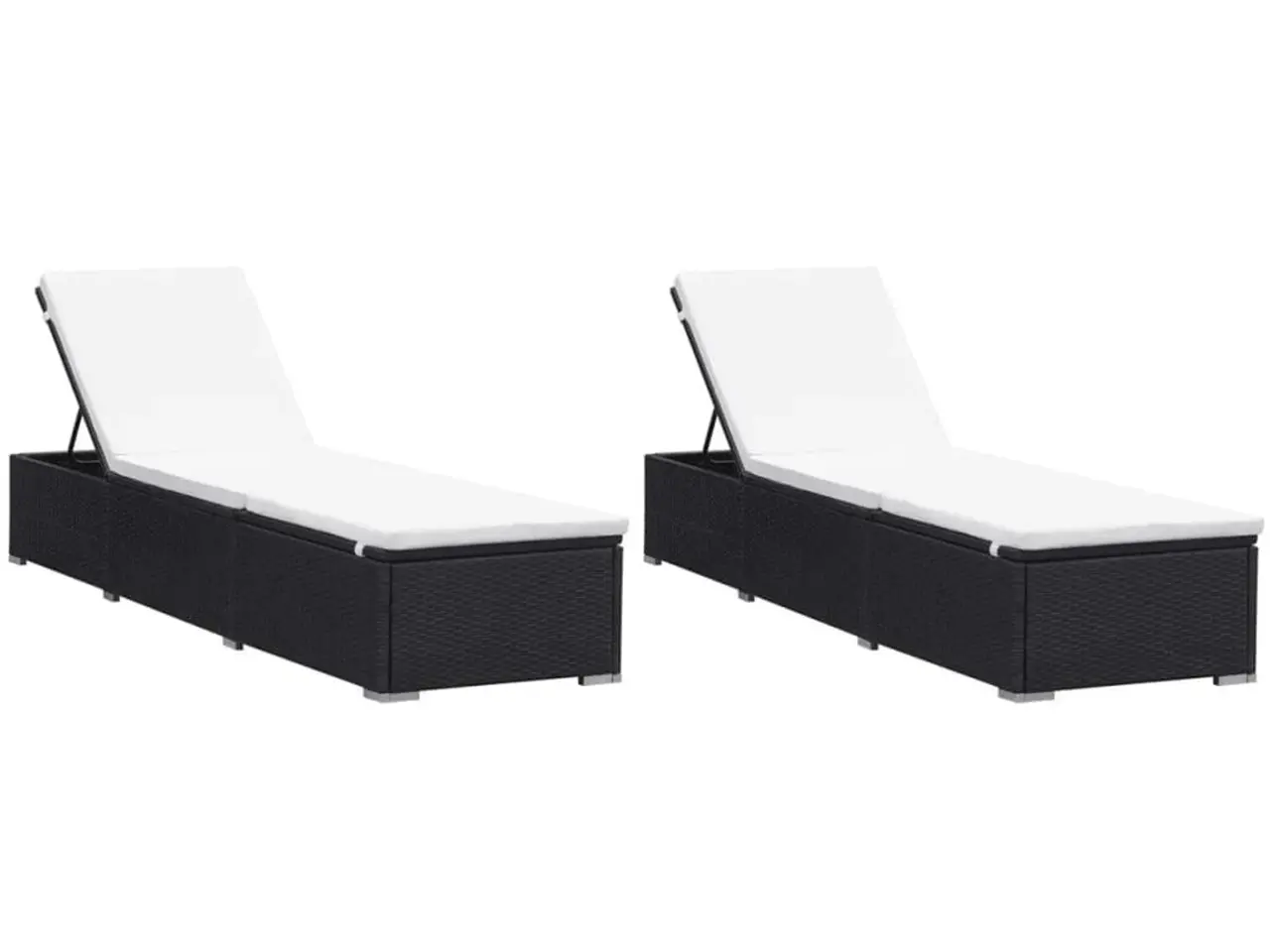Billede 1 - Liggestole med hynder 2 stk. polyrattan sort