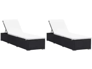 Liggestole med hynder 2 stk. polyrattan sort
