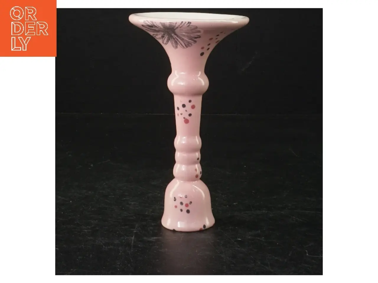 Billede 2 - Porcelænslysestage med blomstermotiv (str. 15 cm)