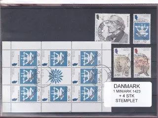 Danmark - Miniark 1423 + enkeltmærker - Stemplet