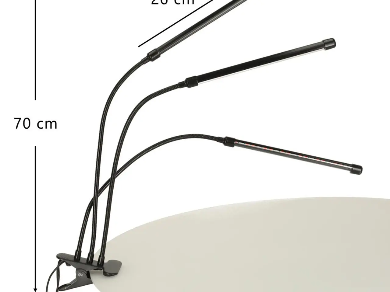 Billede 11 - Plantevækst LED-lampe med 3 arme - 70 cm, sort