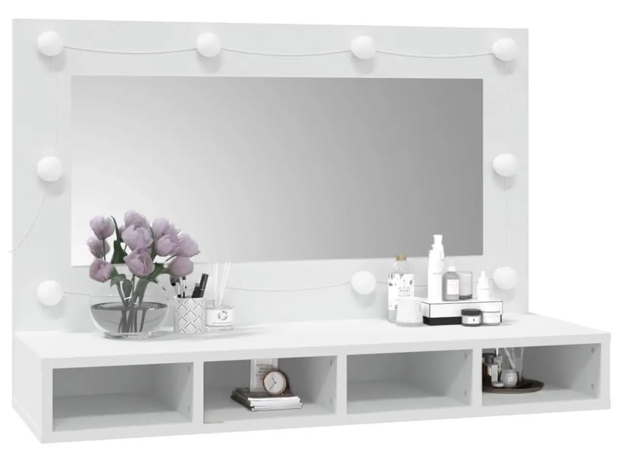 Billede 10 - Spejlskab med LED-lys - 90 × 31,5 × 62 cm, hvid