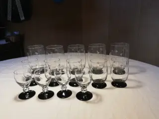 Ranke glas med sort fod øl, vand, portvin