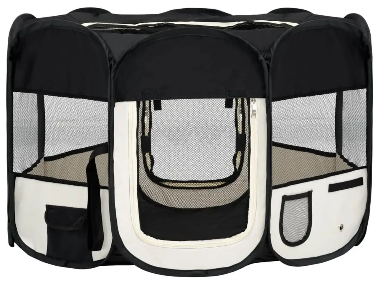 Billede 2 - Foldbar hundegård med bæretaske - 110 x 110 x 58 cm, sort/creme