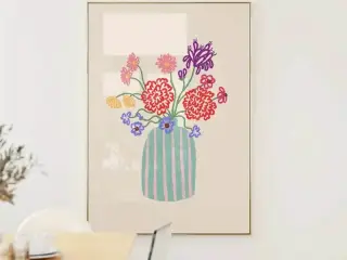 * Lærredsmaleri/tryk; Blomster i vase