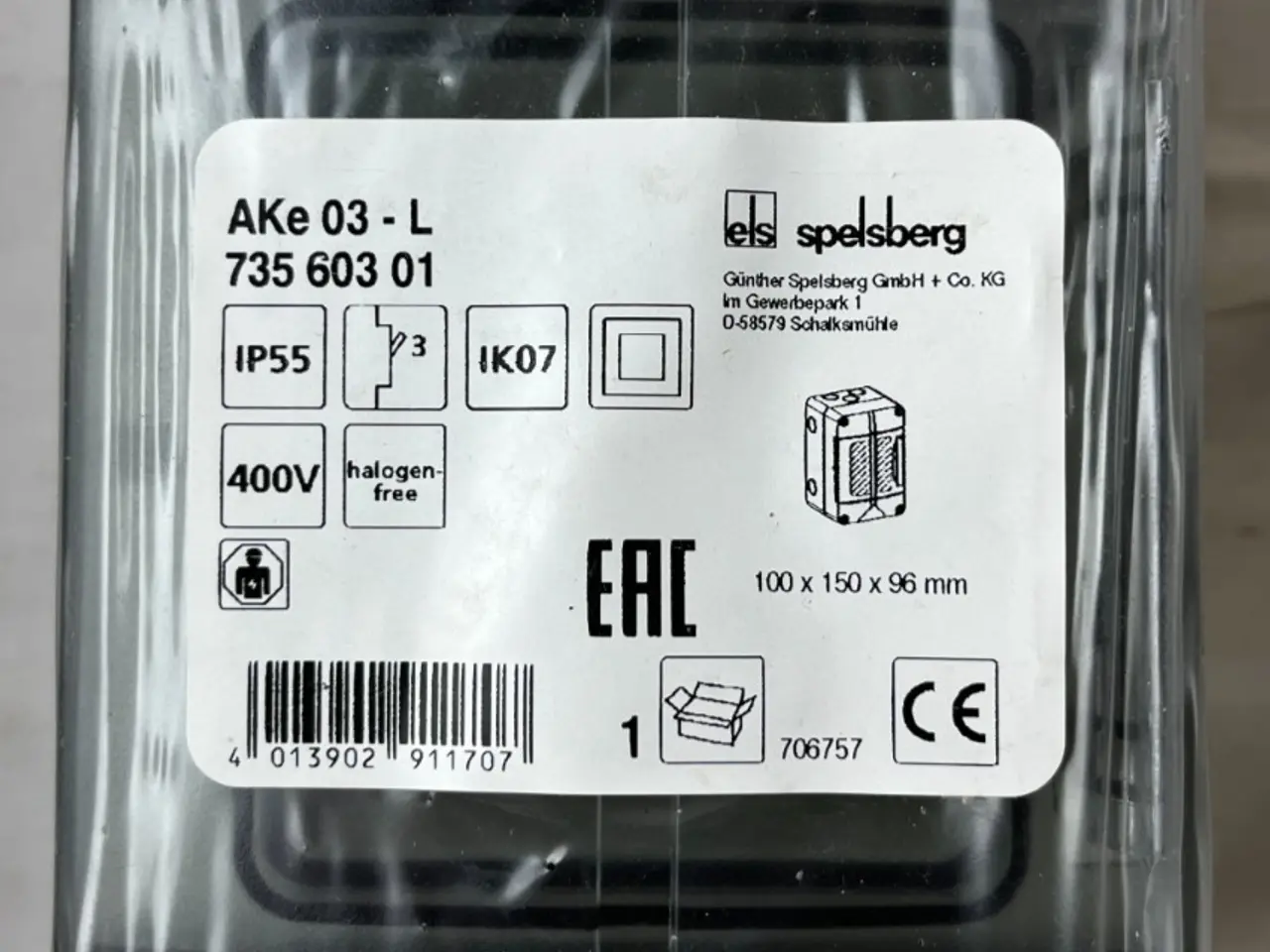 Billede 1 - Spelsberg AKe 03-L 73560301 IP55 3 modul kabinet