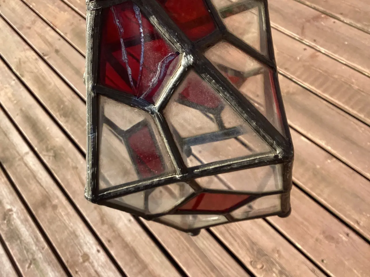 Billede 2 - Ældre lampe i glas og metal