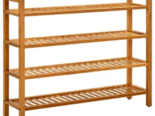 Skostativ med 4 hylder 100x27x80 cm massivt egetræ