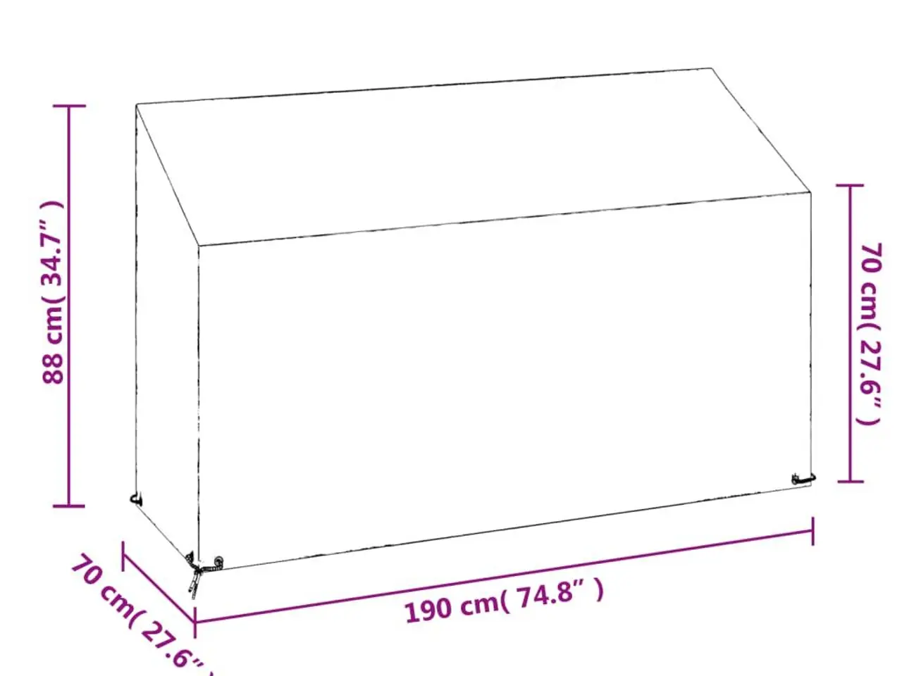 Billede 8 - Overtræk til havebænk 190 x 70 x 70/88 cm - sort