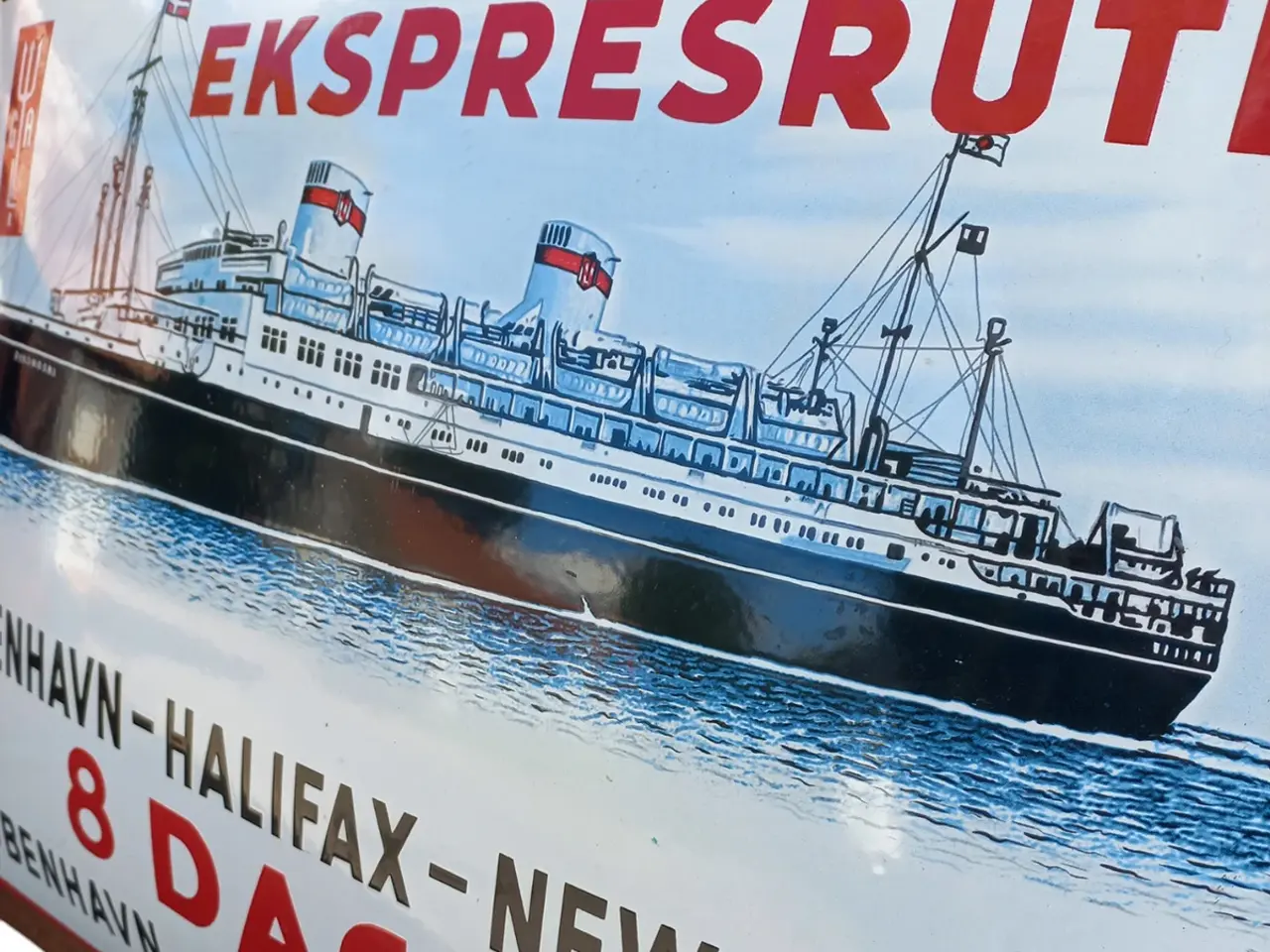 Billede 6 - Stort retro emaljeskilt Gdynia-Amerika Linien