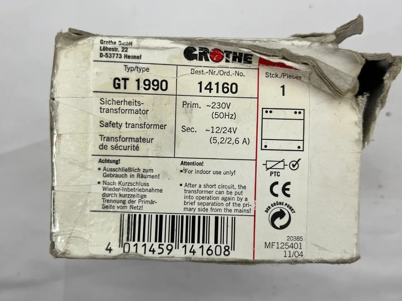 Billede 3 - Grothe GT 1990 Safety Transformer 12/24V 5.2/2.6A