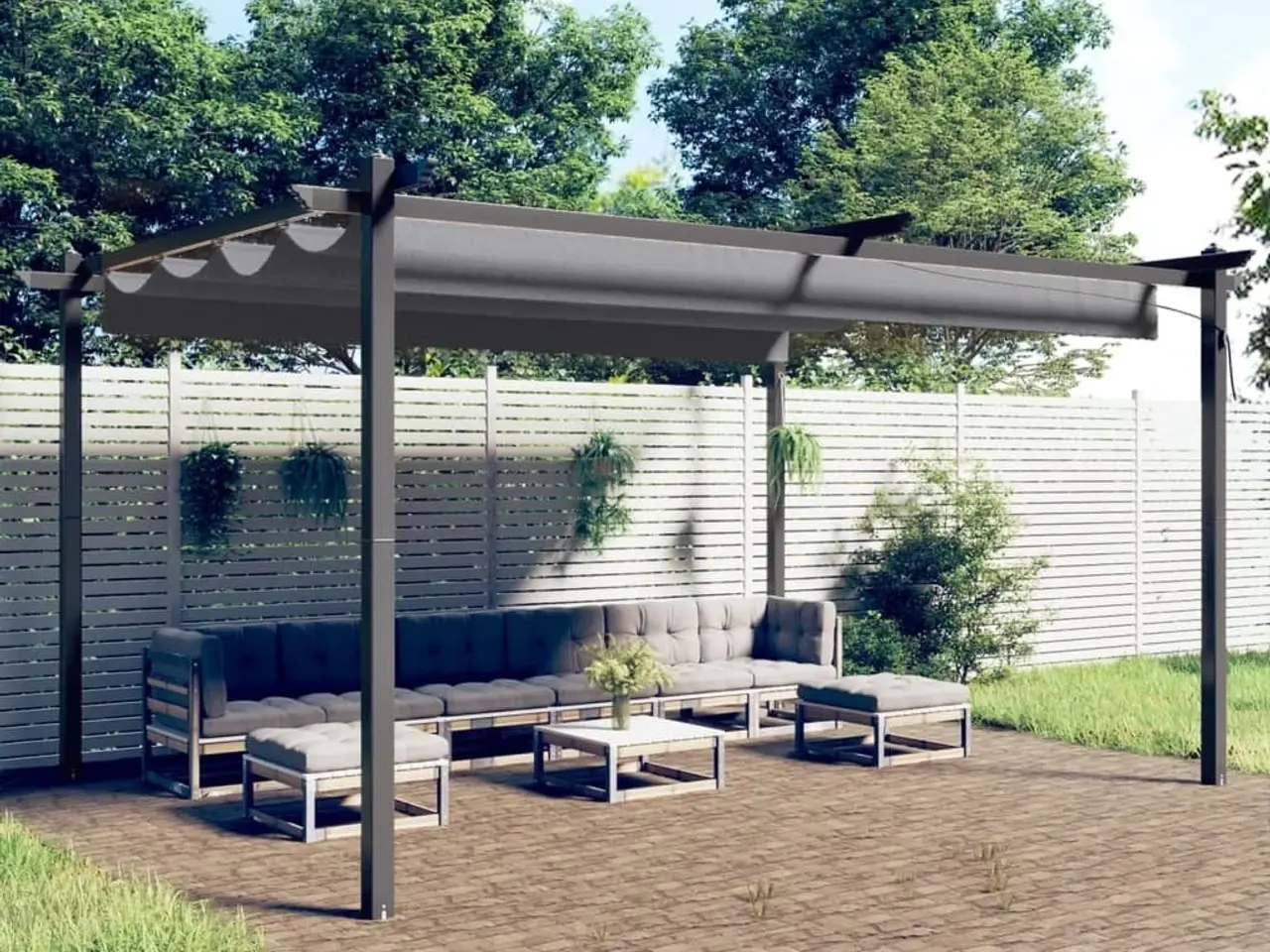 Billede 1 - Havepavillon med sammenrulleligt tag 4 × 3 m - antracitgrå
